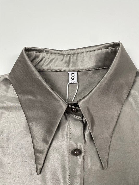 Long Sleeves Buttoned Gradient Lapel Blouses&Shirts Tops