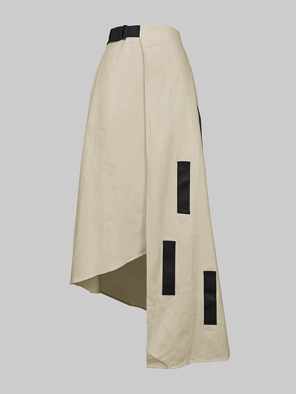 A-Line Loose Asymmetric Elasticity Pockets Split-Joint Skirts Bottoms