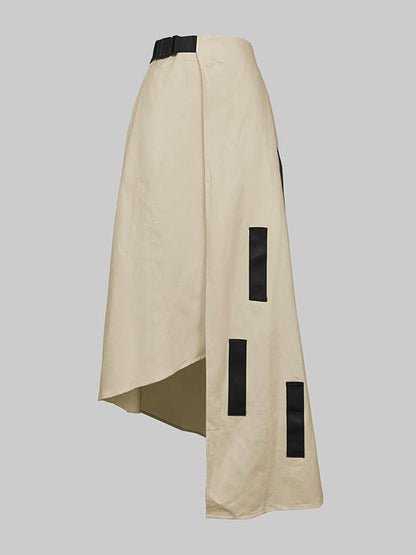 A-Line Loose Asymmetric Elasticity Pockets Split-Joint Skirts Bottoms