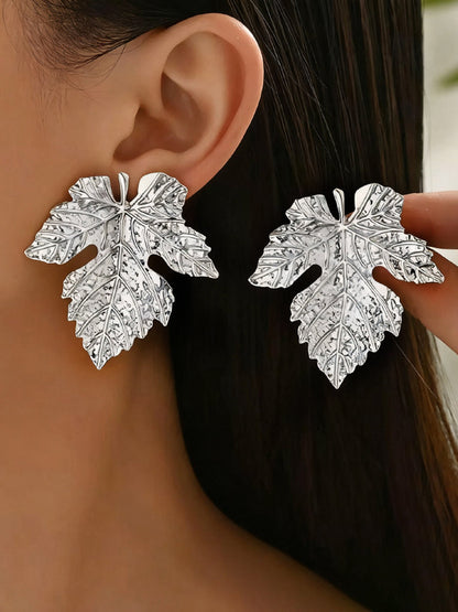 Solid Color Leaves Shape Earrings Accessories