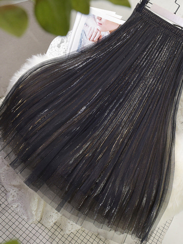 Jupes plissées urbaines en maille à taille élastique et coupe trapèze 