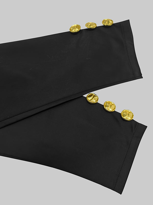 Lange Ärmel, Puffärmel, geknöpft, einfarbig, tiefer V-Ausschnitt, Midikleider 