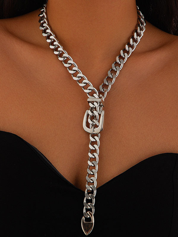 Chains Geometric Solid Color Necklaces Accessories SILVER One_size