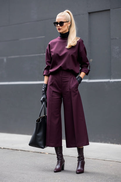 Solid Color Simple Casual Suit Trousers Set
