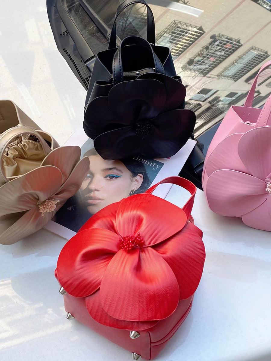 Solid Color Flower Shape Satchels Handbags