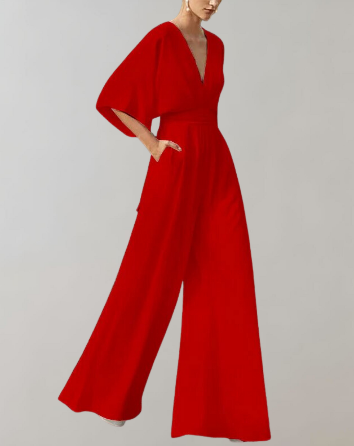 Esmeralda | Women's V-Neck Wide Leg Jumpsuit