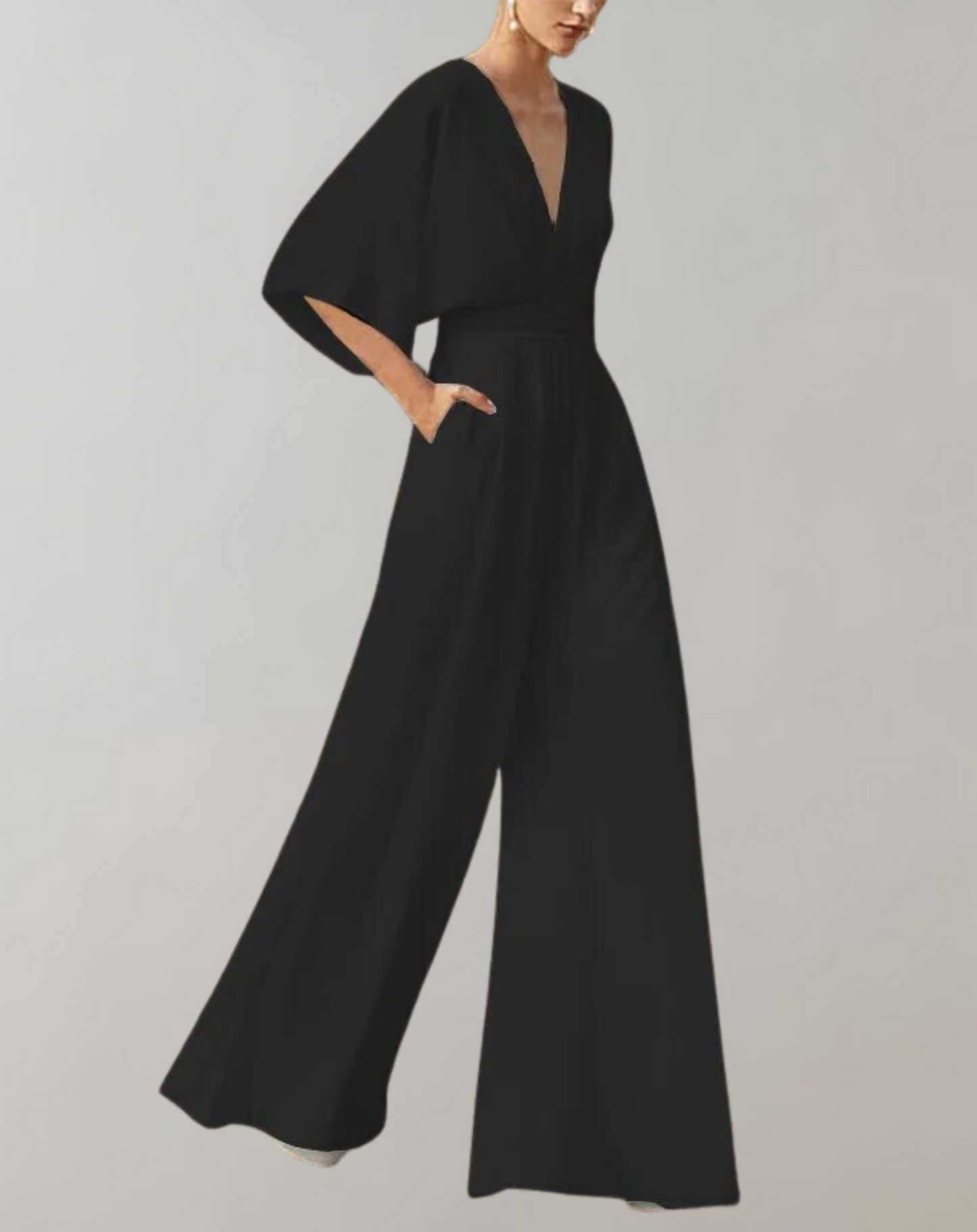 Esmeralda | Women's V-Neck Wide Leg Jumpsuit