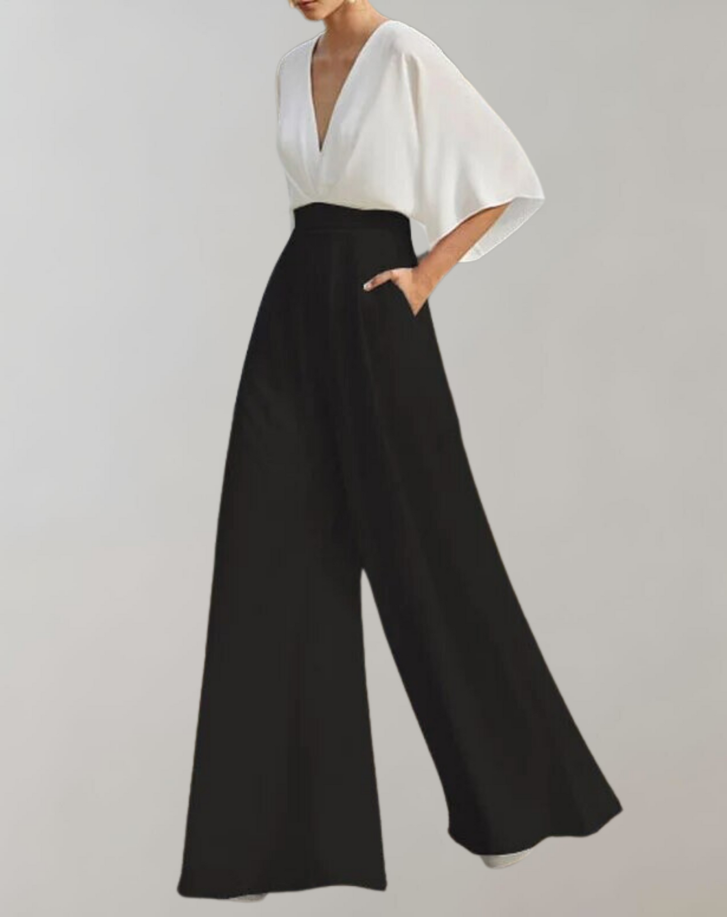 Esmeralda | Women's V-Neck Wide Leg Jumpsuit