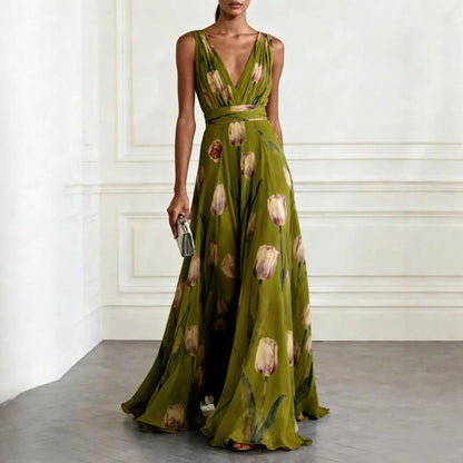 Evelina | Women's V-Neck Floral Maxi Dress