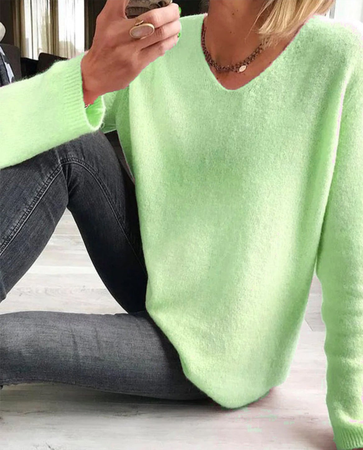 Evelina | Women's V Neck Long Sleeve Sweater