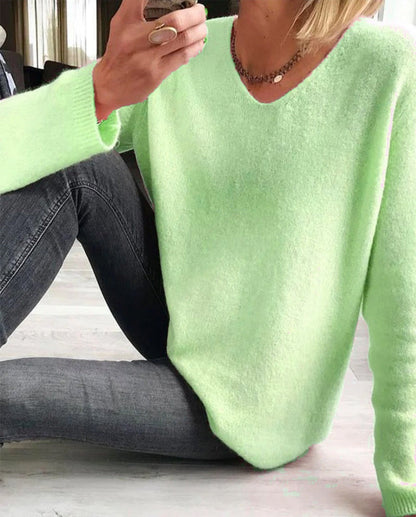 Evelina | Women's V Neck Long Sleeve Sweater