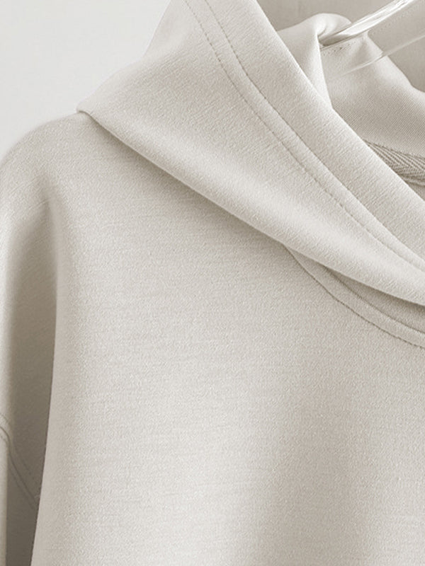 High-Low Long Sleeves Elasticity Solid Color Split-Joint Hooded Pajama Sets