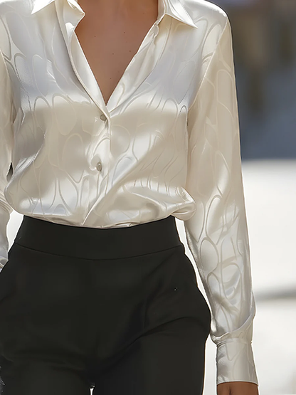 Long Sleeves Buttoned Printed Lapel Blouses&Shirts Tops