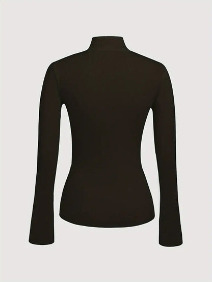 Long Sleeves Asymmetric Split-front Split-Joint V-neck Sweater Tops