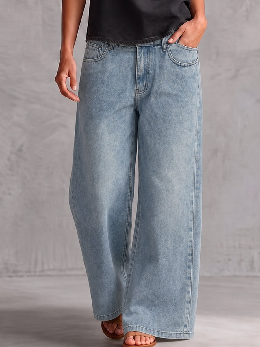 Solid Color Pockets High Waisted Trousers Jean Pants Bottoms