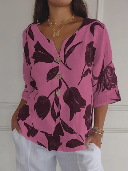 Sanne™ | Floral Button-Up Blouse
