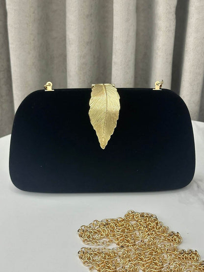 Chains Leaves Shape Lock Pleated Crossbody Bags Evening Bags & Clutches