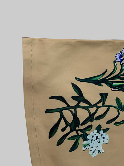 High Waisted Loose Belted Flower Print Pockets Pants Trousers