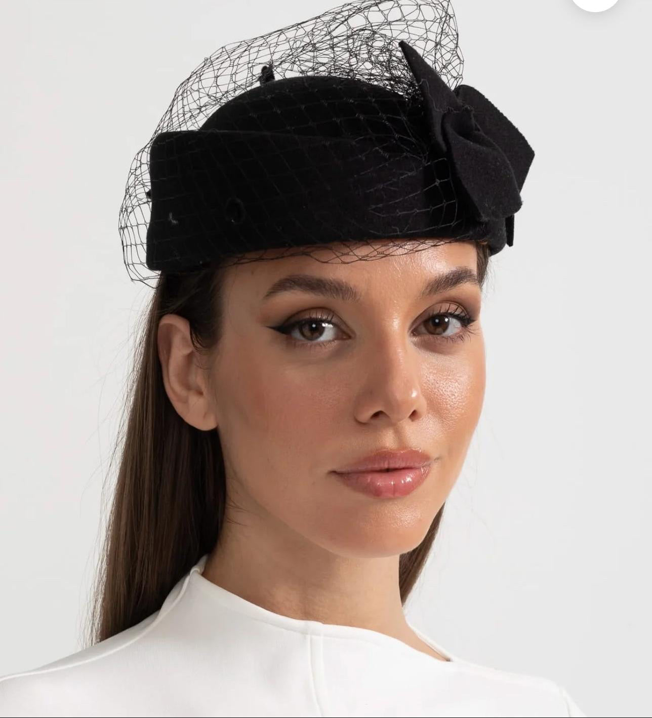 BERET WITH VEIL ONE SIZE BLACK