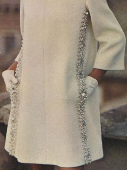 Lange Ärmel, lockere Pailletten, einfarbige Minikleider mit Rundhalsausschnitt 