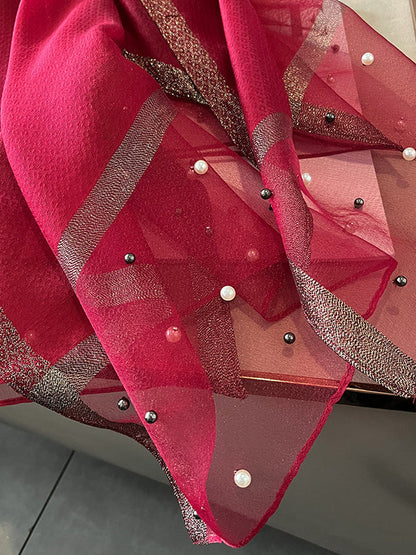 Sun-Protection Beaded See-Through Shawl&Scarf