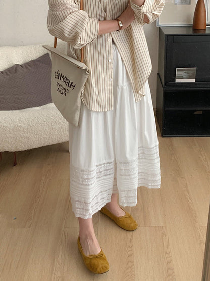 A-Line High Waisted Hollow Solid Color Split-Joint Skirts