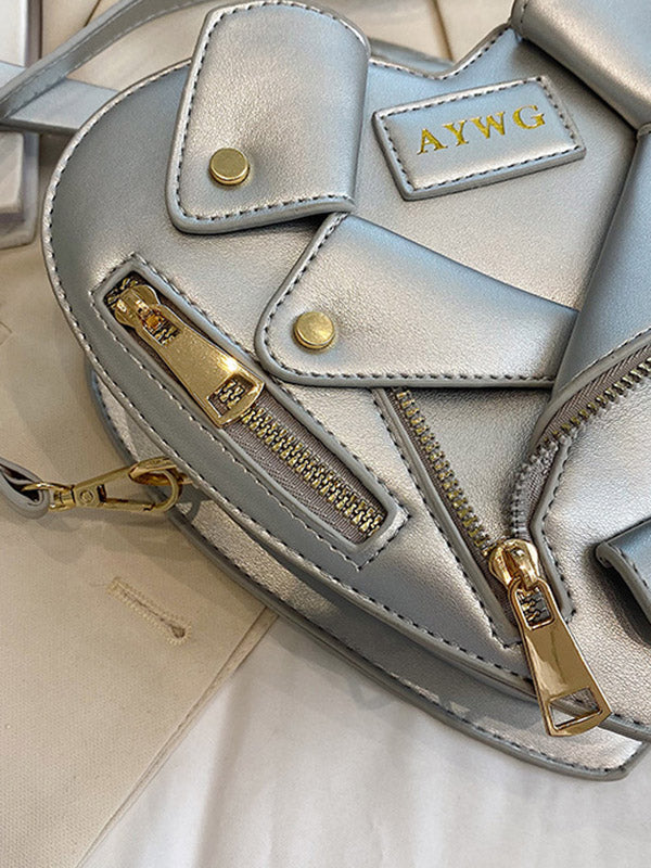 Heart Shape Split-Joint Zipper Bags Crossbody Bags Handbags