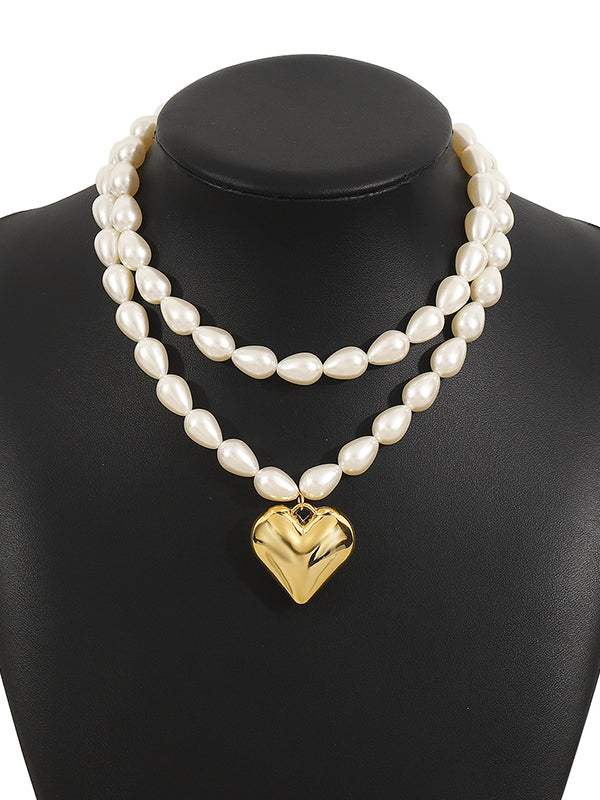 Double Layered Heart Shape Necklaces Accessories