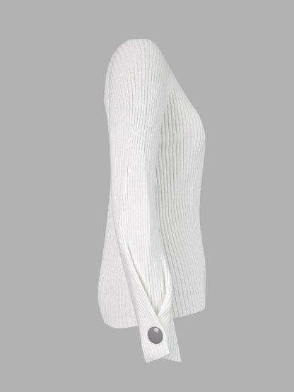 Simple Loose Solid Color High-Neck Sweater