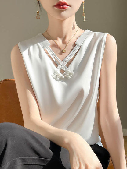 Loose Plus Size Solid Color V-Neck Vest Top