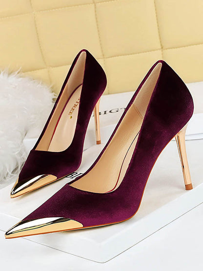 Pointed-Toe Shallow Cut Split-Joint Pumps BURGUNDY