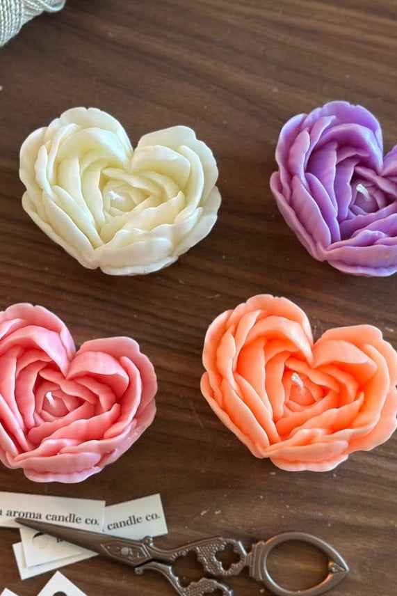 Unique Rose Design Candle, Set of 2
