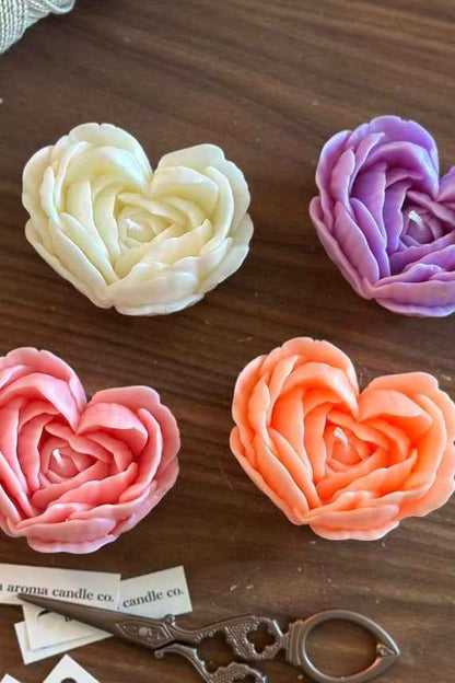 Unique Rose Design Candle, Set of 2