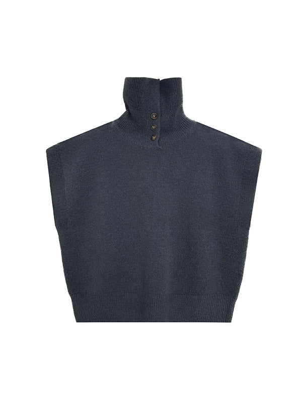 Haut sans manches ample à col montant et boutons 