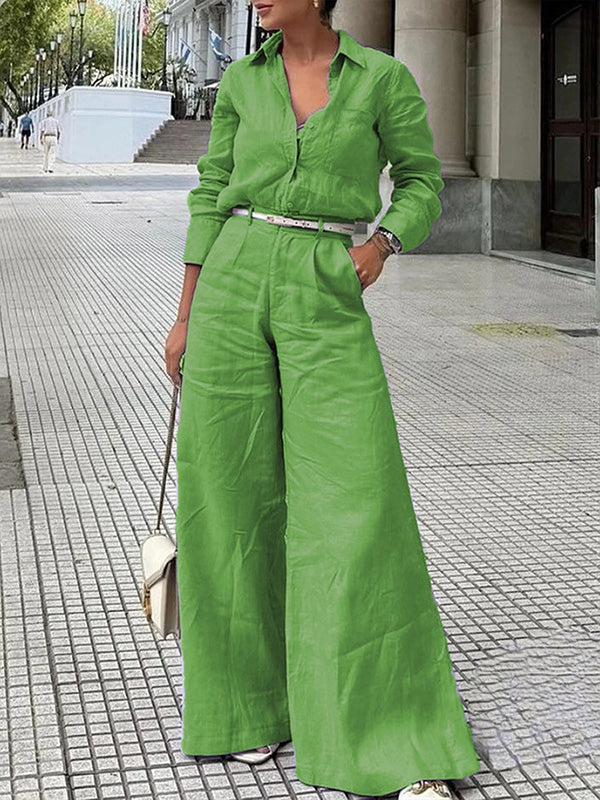 High Waisted Loose Solid Color Split-Joint Pants Trousers