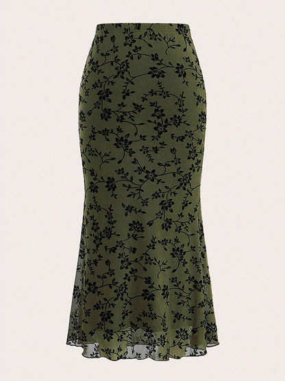 Bodycon High Waisted Elasticity Flower Print Skirts