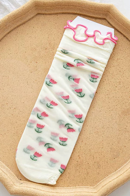 Whimsical Ruffle Edge Sheer Socks