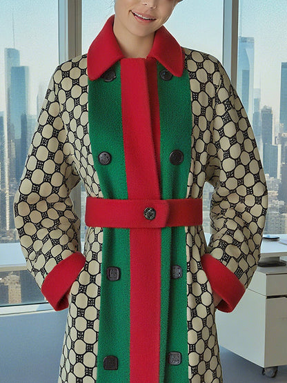 Long Sleeves Printed Split-Joint Lapel Cardigan Coats