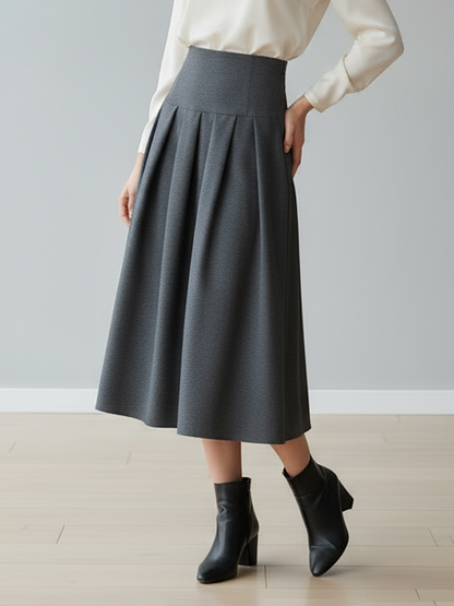 A-Line Pleated Solid Color Zipper Skirts Bottoms