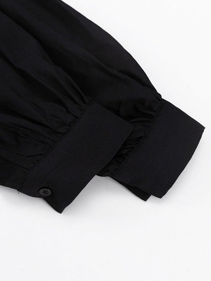 Bodycon Elasticated Waist Belted Buttoned Layered Solid Color Split-Joint Mini Dresses Shirt Dress