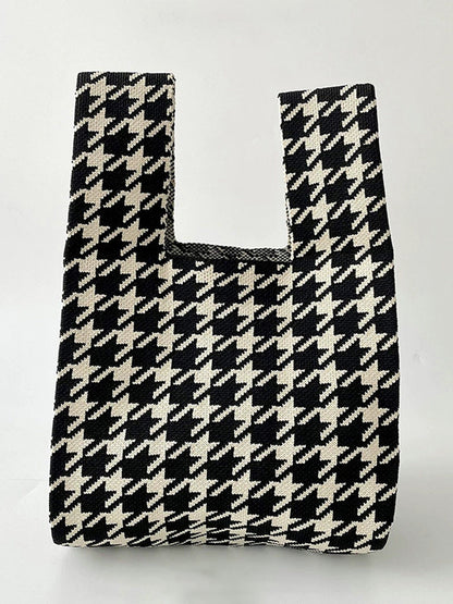 Houndstooth Contrast Color Satchels Bags