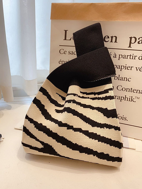 Stricken Schachbrett Zebra-Streifen Gestreifte Taschen Accessoires Handtaschen 