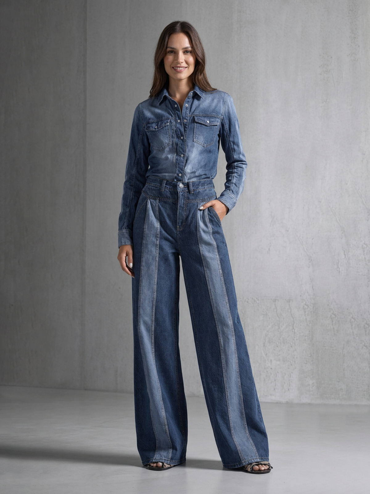 Zipper Split-Joint Pockets Elasticity Buttoned High Waisted Jean Pants Bottoms