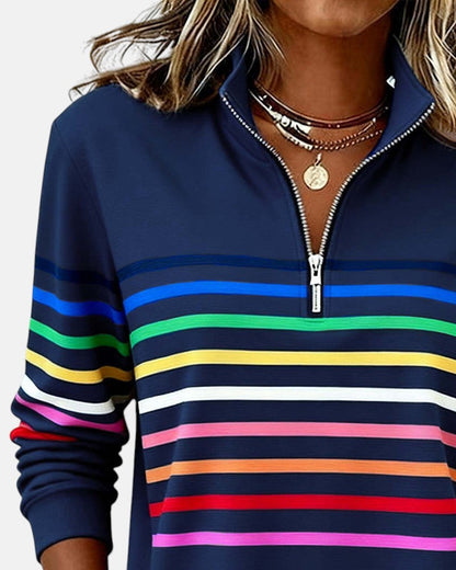 Iris™ | Rainbow Striped Zip Sweatshirt