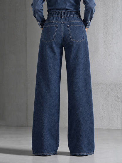 Zipper Split-Joint Pockets Elasticity Buttoned High Waisted Jean Pants Bottoms