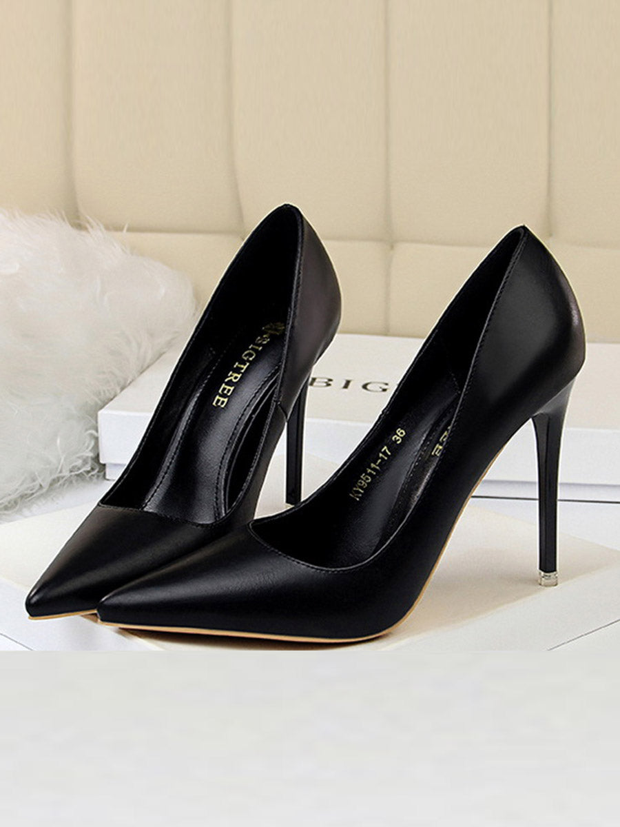 Pointed-Toe Solid Color Pumps