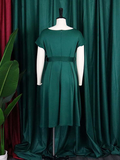 Einfarbige Midikleider mit Schleife und V-Ausschnitt 