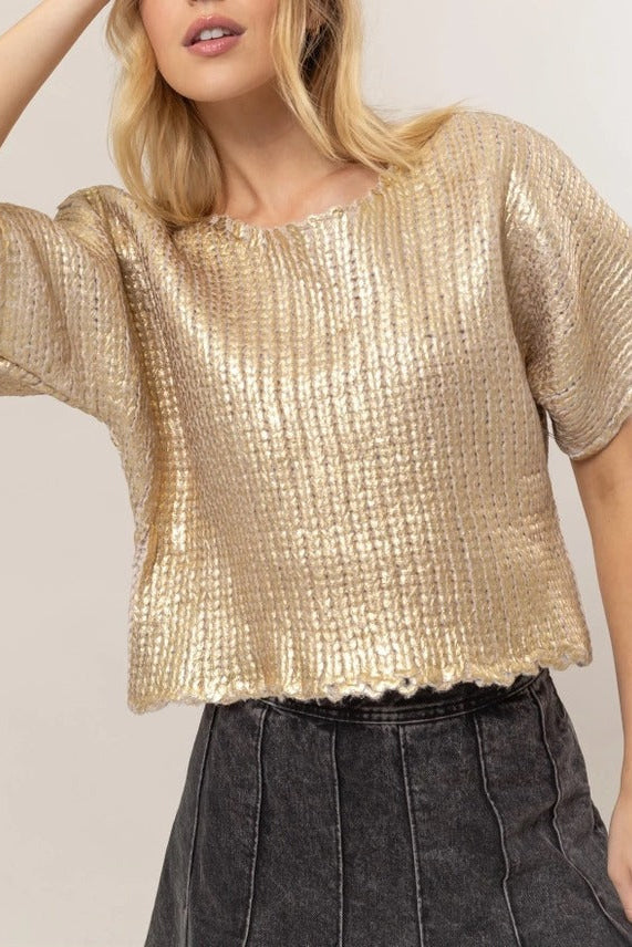 Metal Coated Knit Sweater