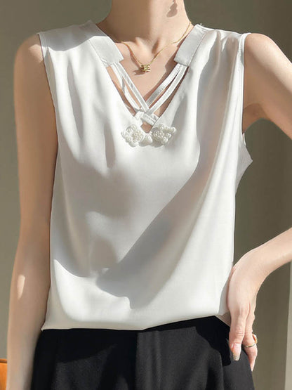 Loose Plus Size Solid Color V-Neck Vest Top