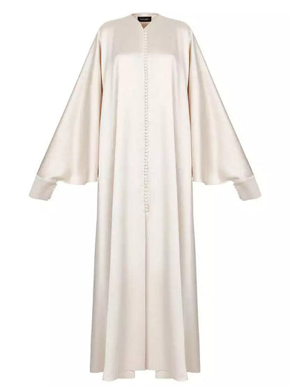 Casual Batwing Sleeves Split-Front Solid Color Maxi Dresses